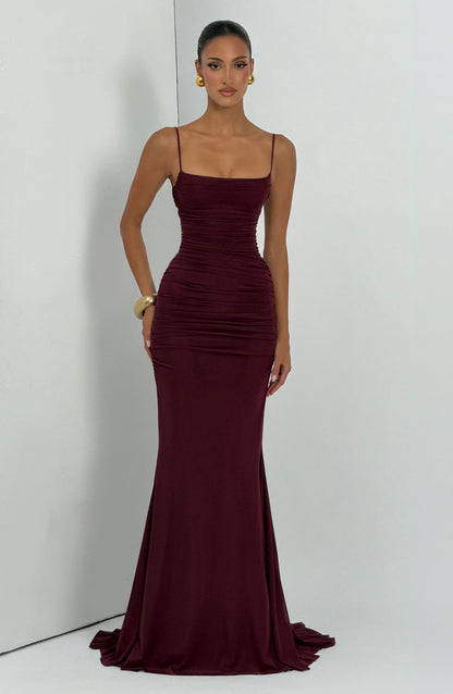 Robe Longue Sirène en Mesh Froncé