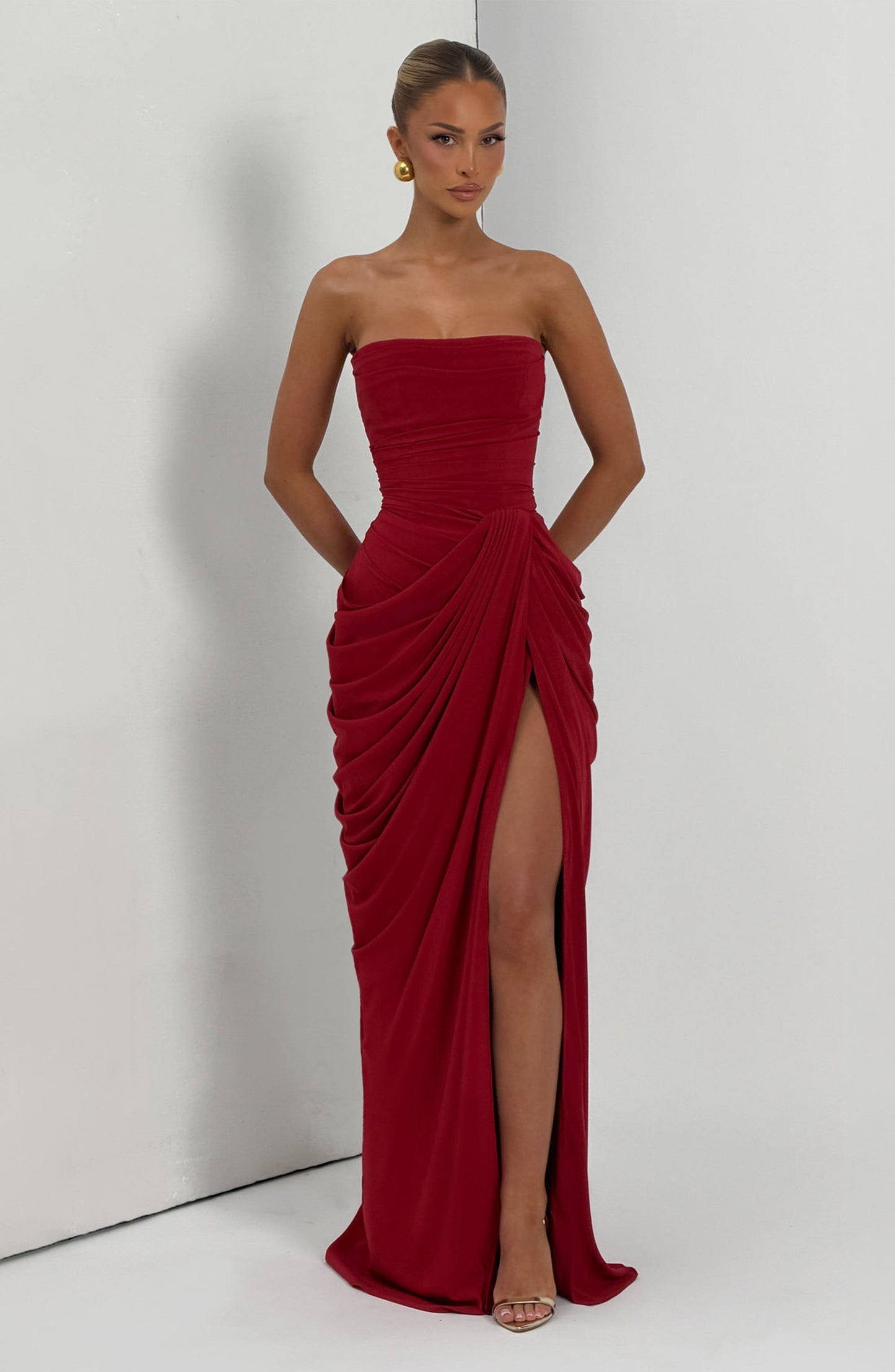 Robe Longue Drapée en Mousseline