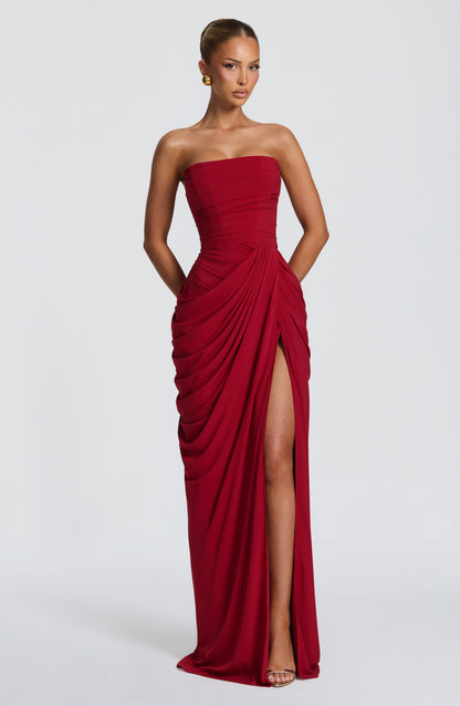 Robe Longue Drapée en Mousseline