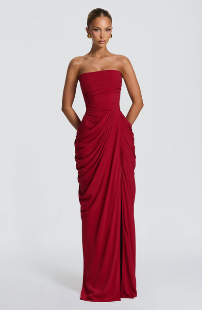 Robe Longue Drapée en Mousseline