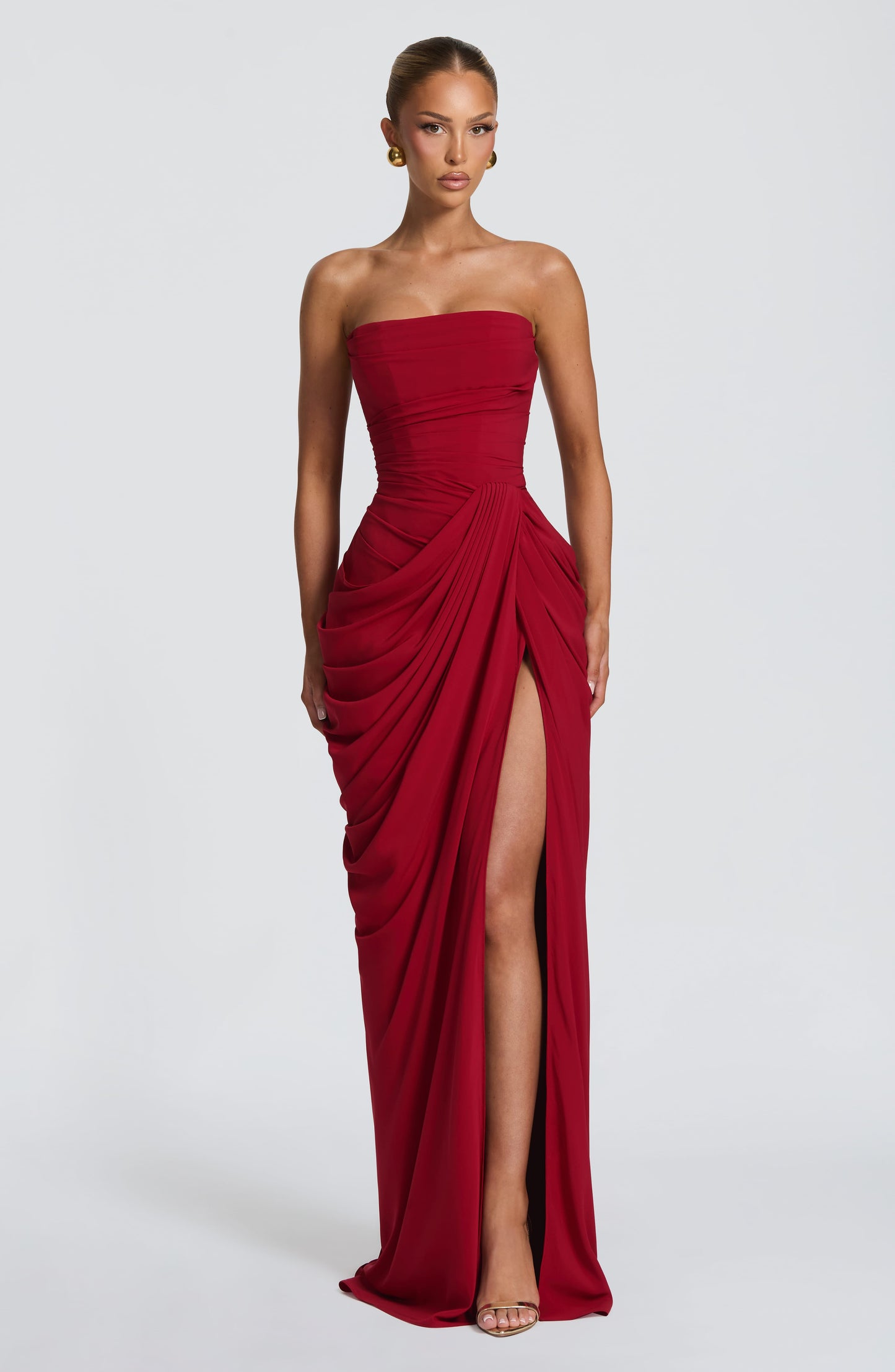 Robe Longue Drapée en Mousseline