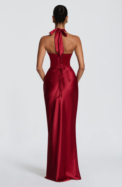 Robe Longue Satinée Plongeante Dos Nu