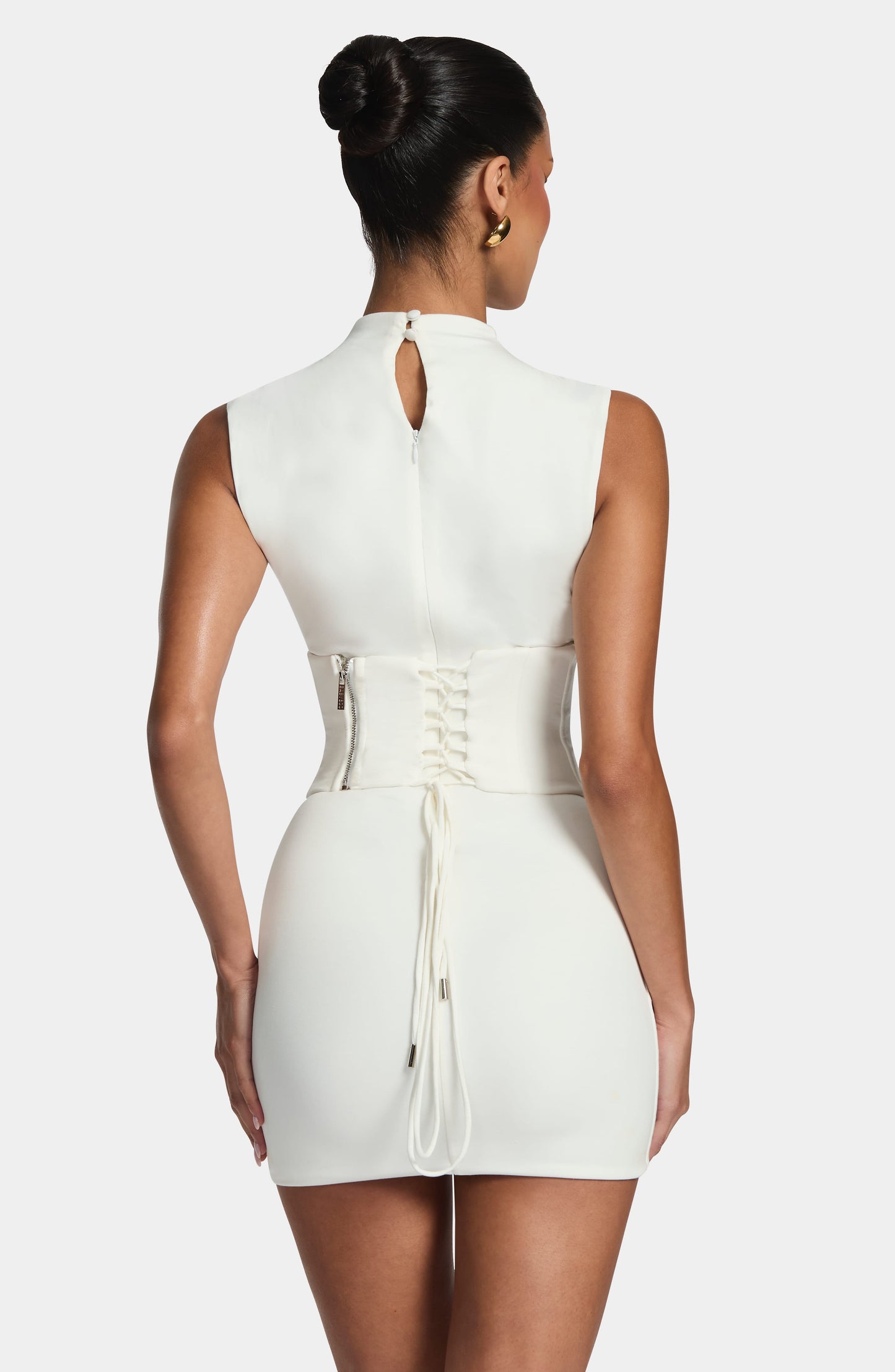 Robe Courte Froncée avec Corset Amovible