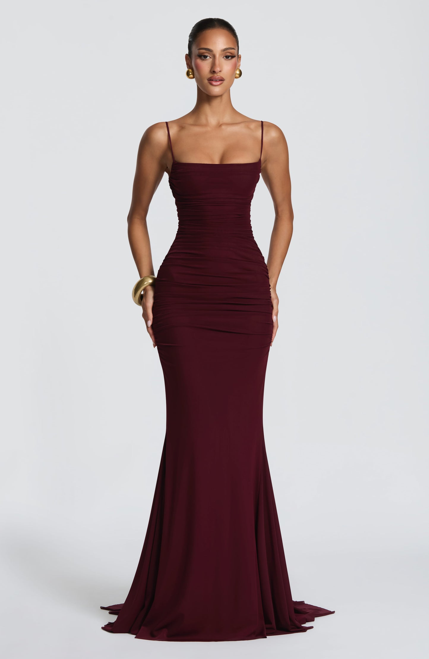 Robe Longue Sirène en Mesh Froncé