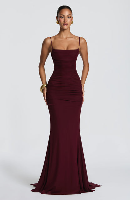 Robe Longue Sirène en Mesh Froncé