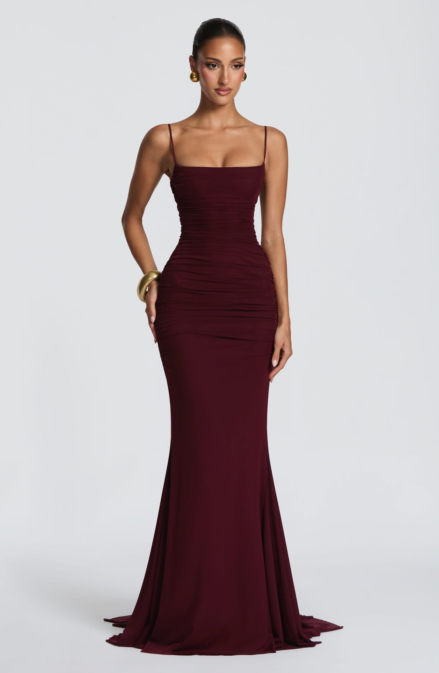 Robe Longue Sirène en Mesh Froncé