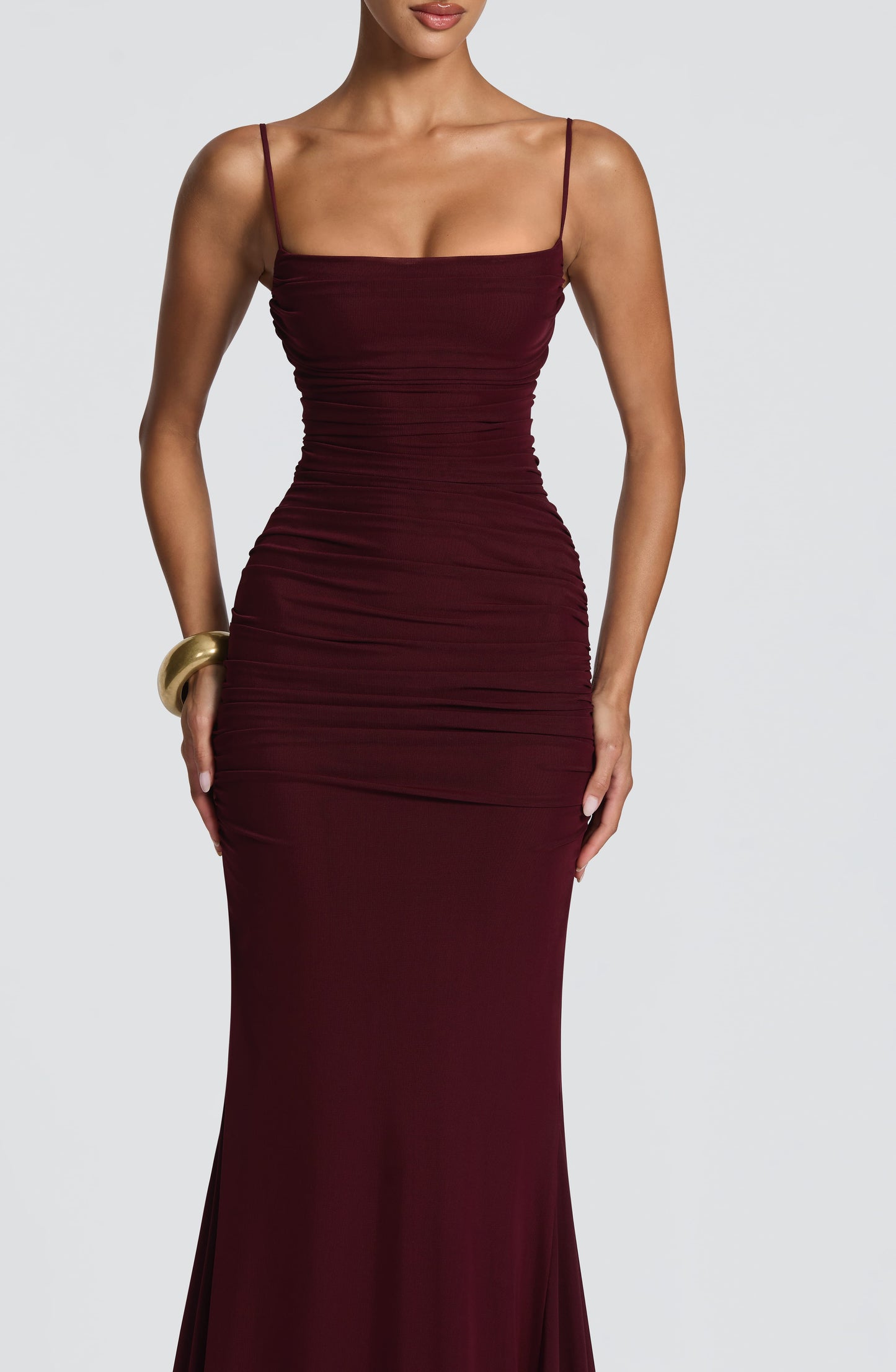 Robe Longue Sirène en Mesh Froncé