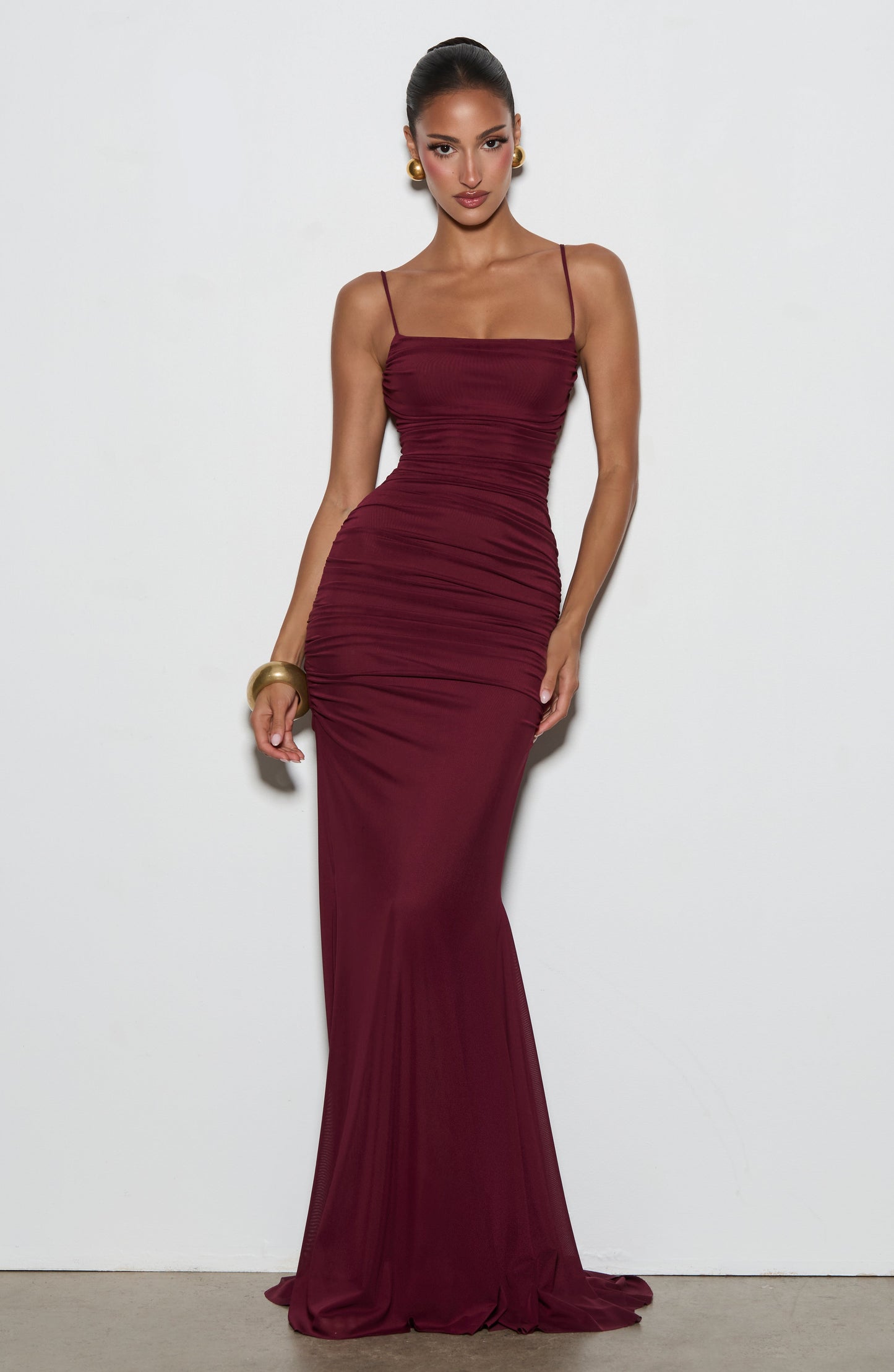 Robe Longue Sirène en Mesh Froncé