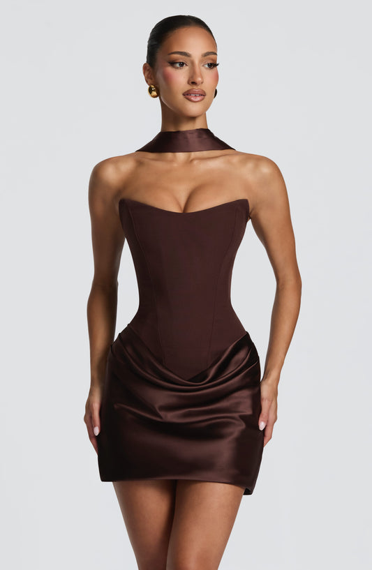 Robe Courte Bustier à Jupe Drapée
