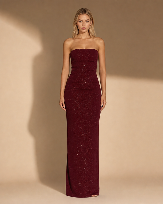 Robe Longue Bustier à Paillettes